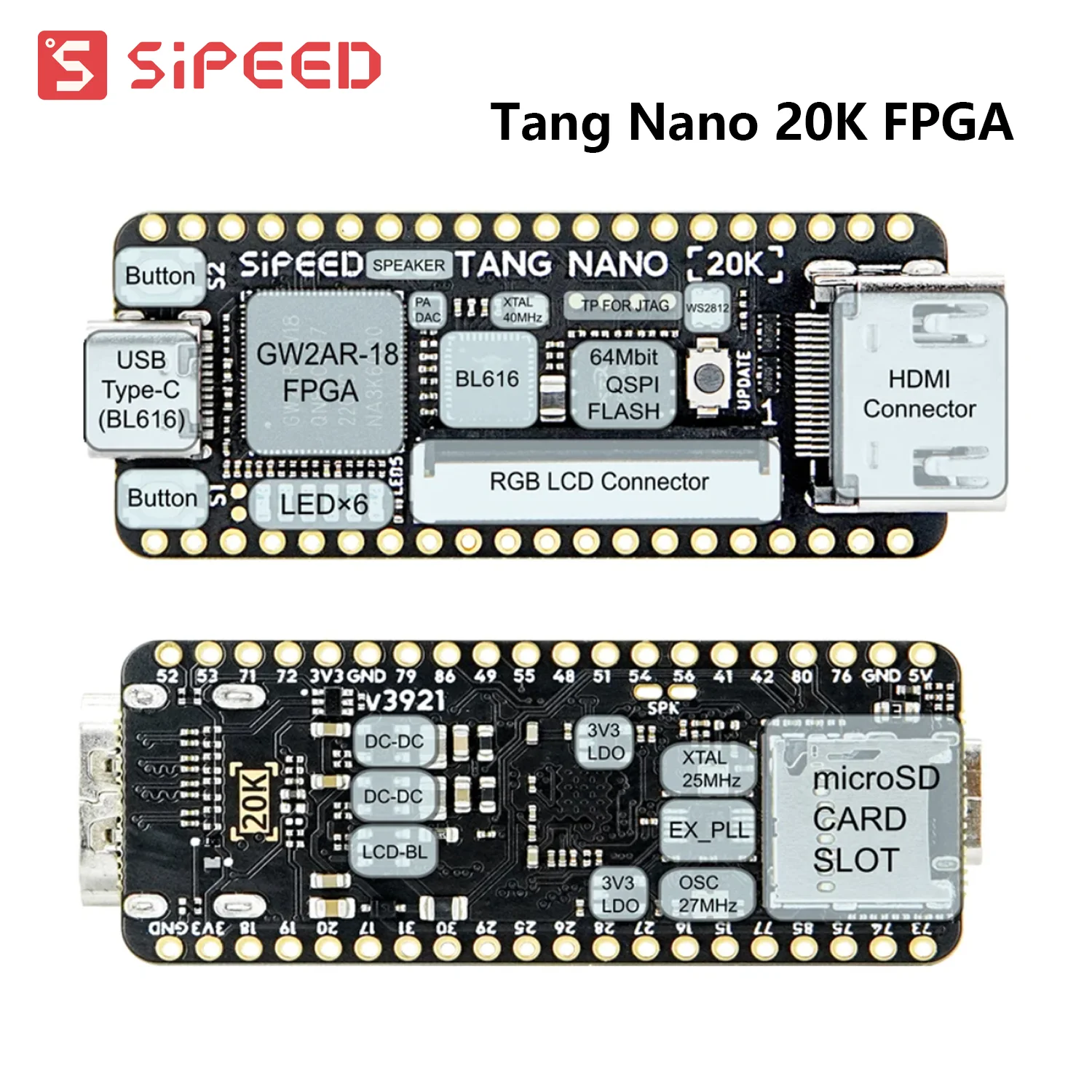 Sipeed Tang Nano 20K FPGA Development Board RISCV Linux Retro Game Player