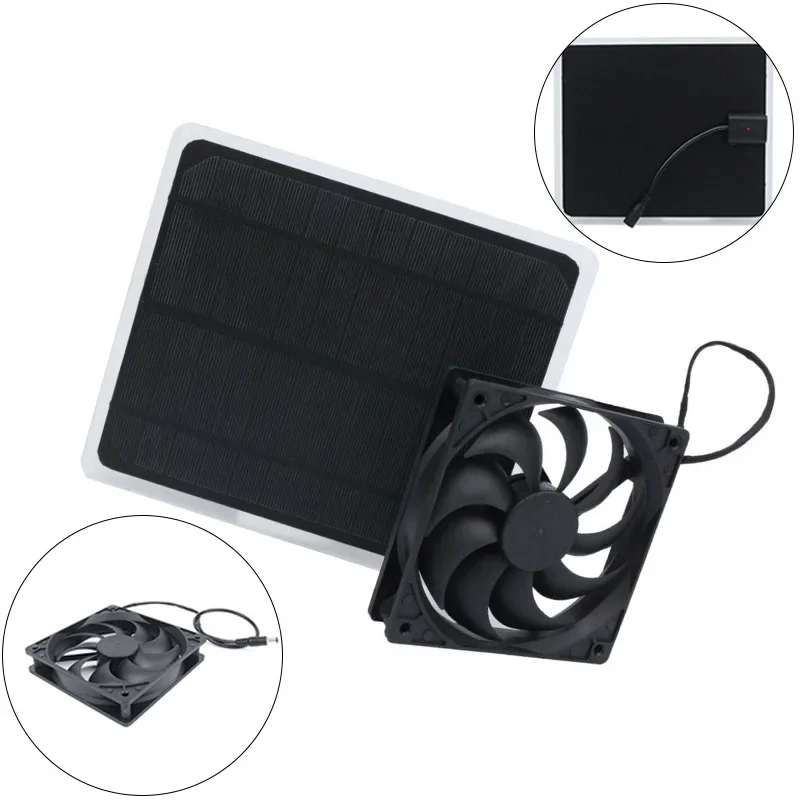 Mini ventilador de escape de 10W con panel solar para invernadero de pollos para perros RV