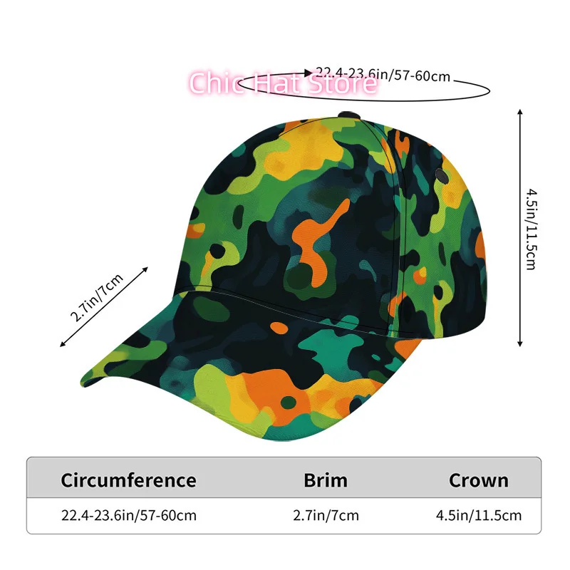 1pc Colorful Abstract Camo Print Classic Baseball Cap - Lightweight Polyester Duckbill Hat, Adjustable Design, Perfect for Casua