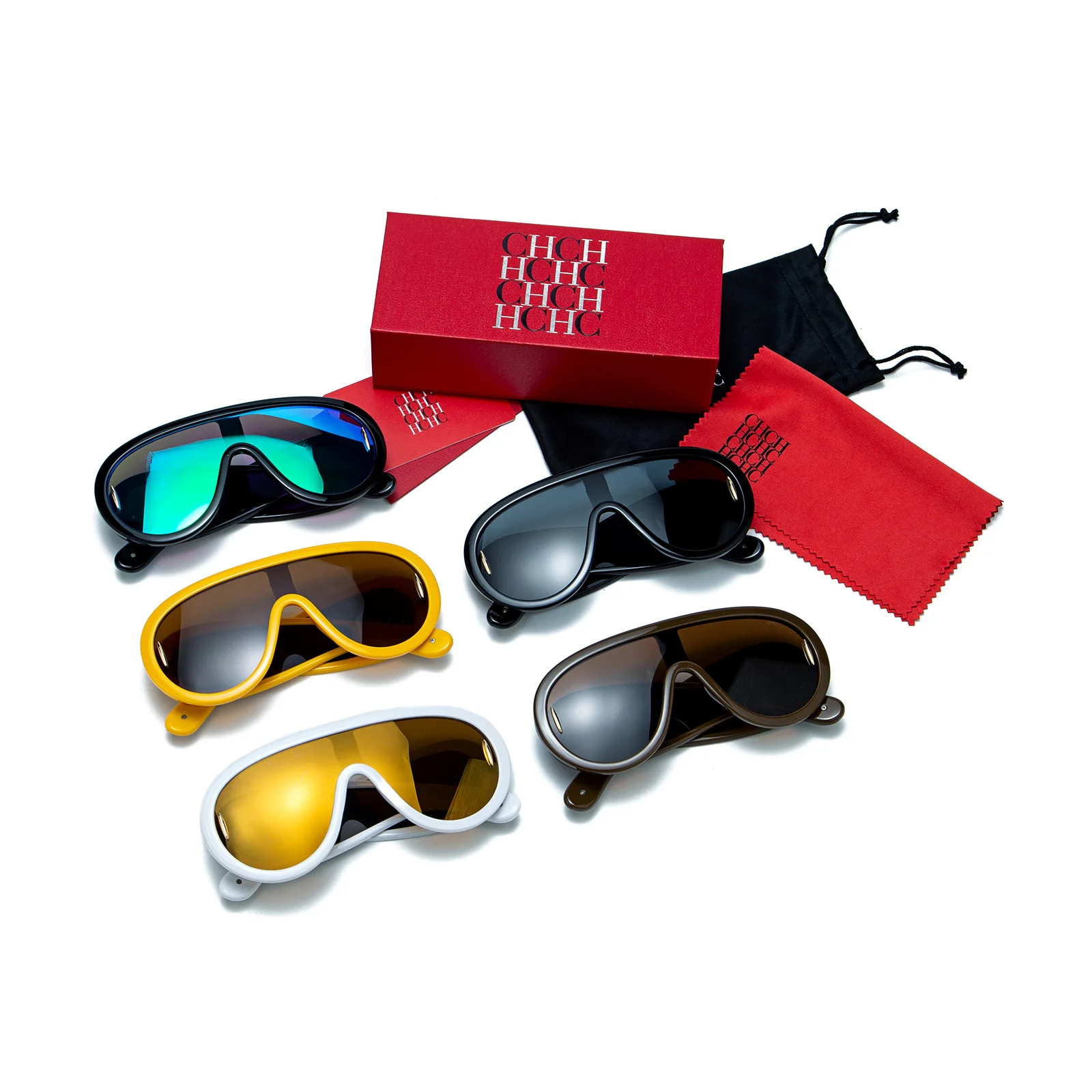 

CHHC Oversized One-Piece Sunglasses for Women Fashion Retro Big Frame Sun Glasses, UV400 Protection Trendy Mirror Lens, Gift Box