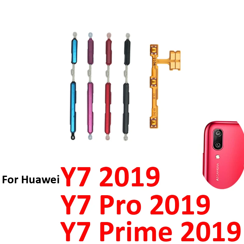 For Huawei Y7 2019 Phone Power Volume Button On Off Up Down External Key Internal Flex Cable Parts For Y7 Prime Pro 2019 Black