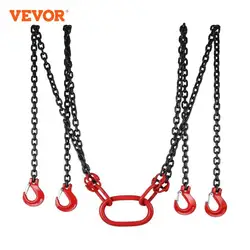 VEVOR Lifting Chain Sling Lifts 5 Tonne 1.5M 3M 4M X 5/16 Inch Heavy Duty With 4 Legs Grade Hooks and Adjuster G80 Alloy Steel