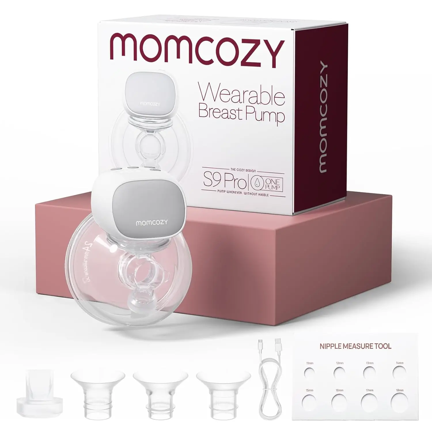 Momcozy Hands-Free Breast Pump S9 Pro, Wearable Single Breast Pump, Longer Battery Life, LED Display, Electric, 2 Modes & 9 Leve