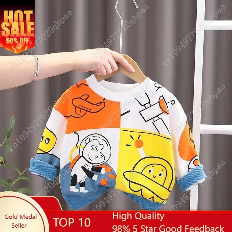 

New Spring Autumn Baby Boys Girl Cartoon Cotton Printe Hoodies Children Kids Casual T-Shirt Sportswear Infant Clothing 0-5 Years