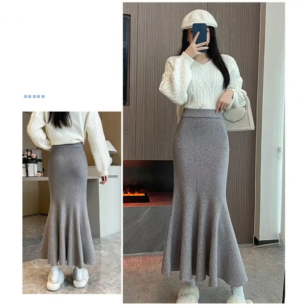 

Elastic High Waist Skirt Elegant Viscose Fishtail Skirt with High Waist Elastic Design for Office Lady Work Leisure Wear Solid