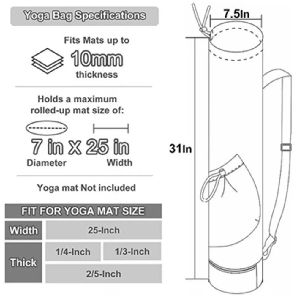 Large Capacity Yoga Mat Bag Waterproof Adjustable Shoulder Straps Breathable Sports Bag Convenience Black Exercise Storage Bag