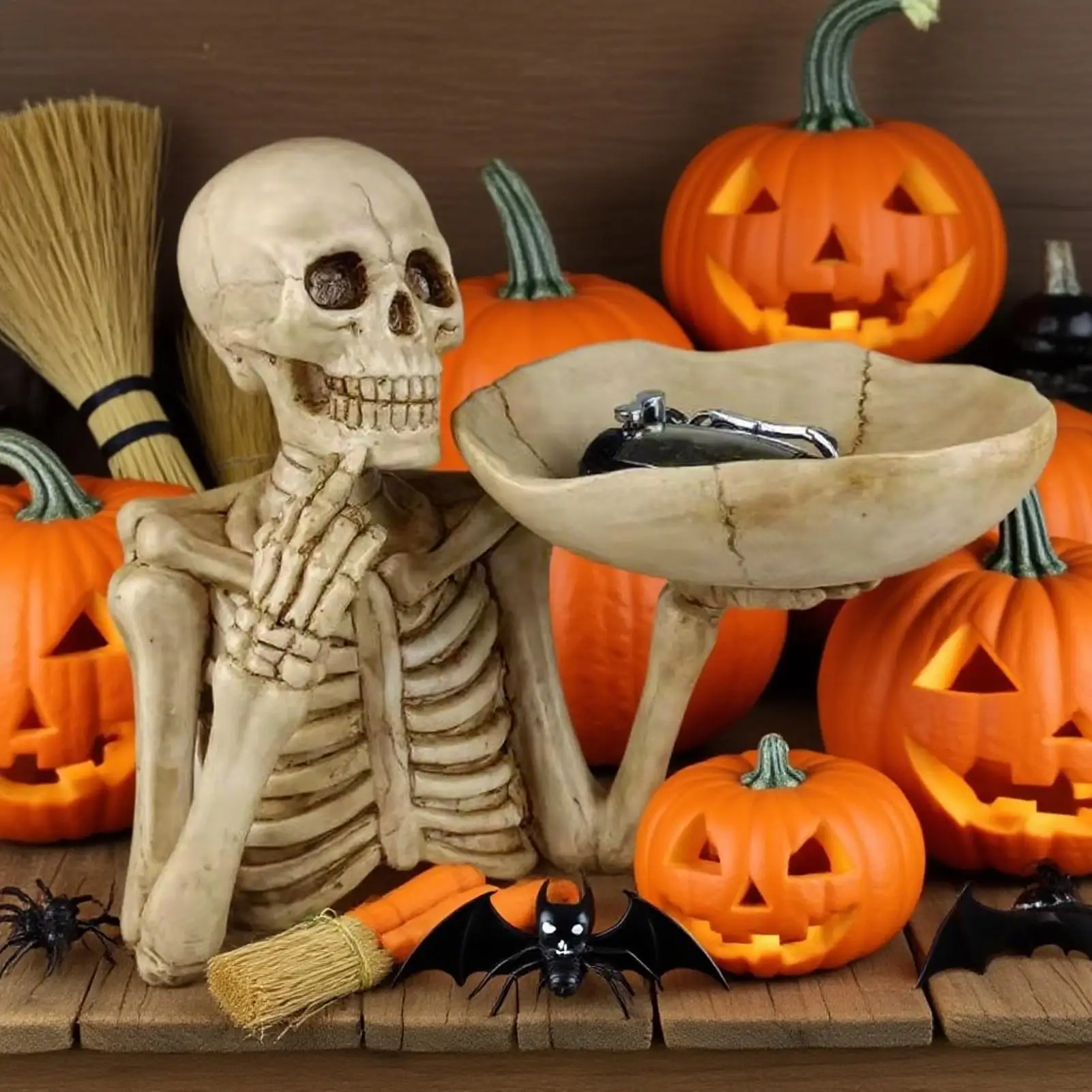 

Skeleton Halloween Candy Bowl Skeleton Storage Tray Storage Container Holder Ornament for Tabletop Halloween Herror Decor