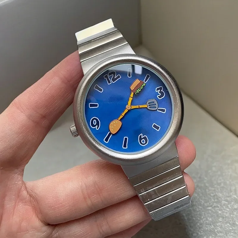 Y2k – montre à Quartz pour hommes, motif Hamburger, Style Alien, forme spéciale, créative, Unique, mode, horloge AAA, cadeau