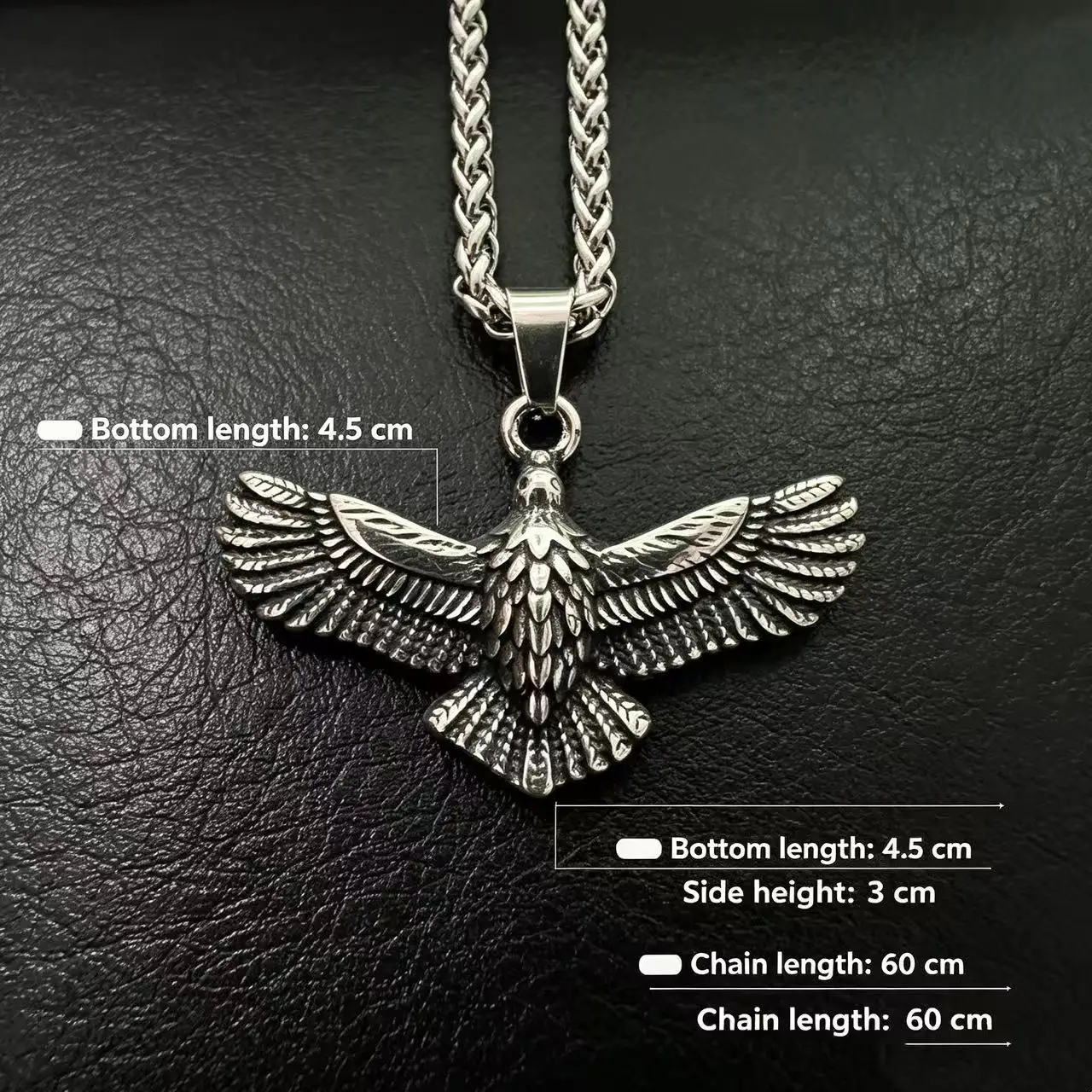 316L Edelstahl Wikinger-Raben-Anhänger Halskette für Männer Wasserdichter Nordischer Adler Biker Punk Männerschmuck Geschenk – Detail 6