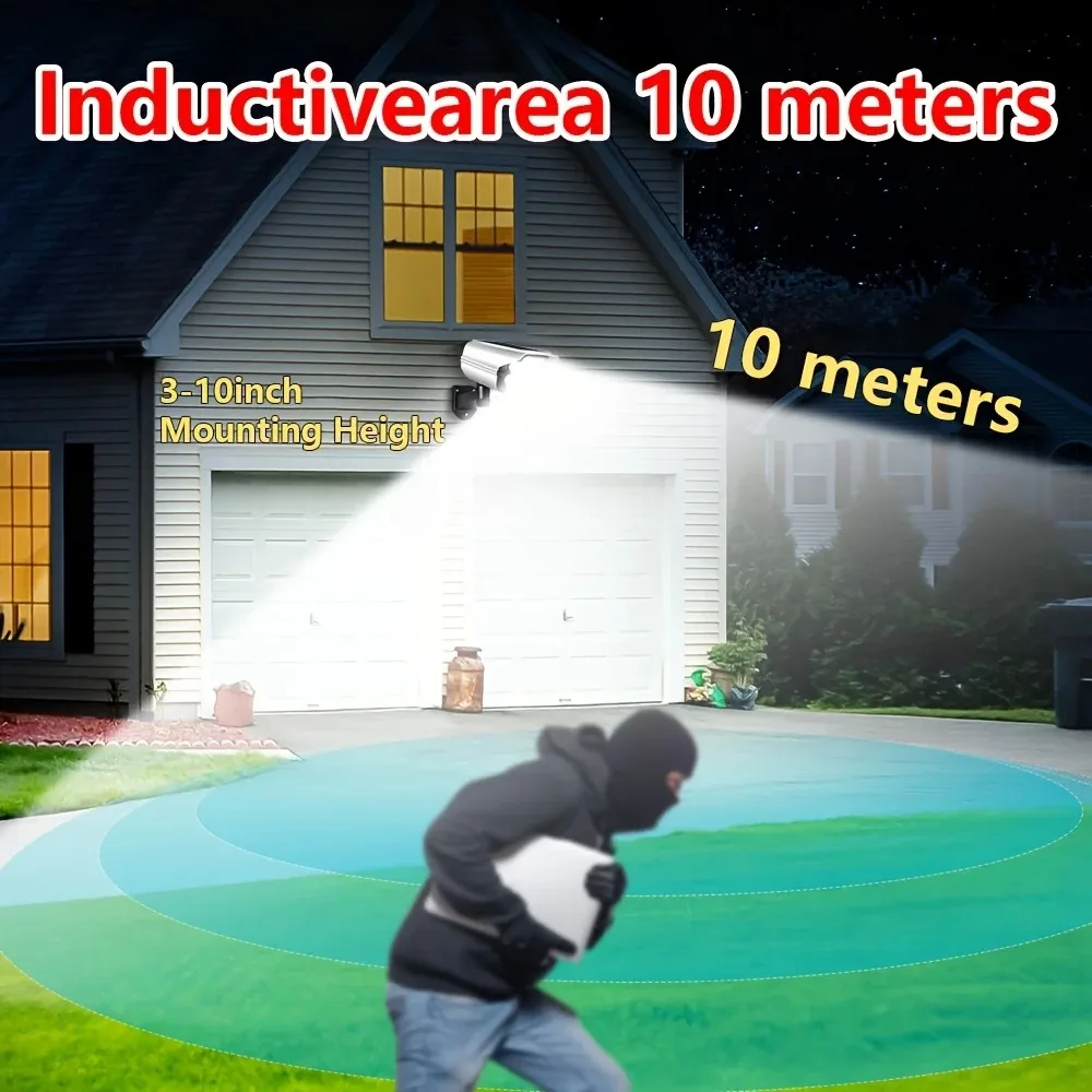 77 LED Outdoor Motion Sensor Solar Lights FloodLight Waterproof Wireless Dummy Decoy Fake Security Camera for Porch Garden Patio