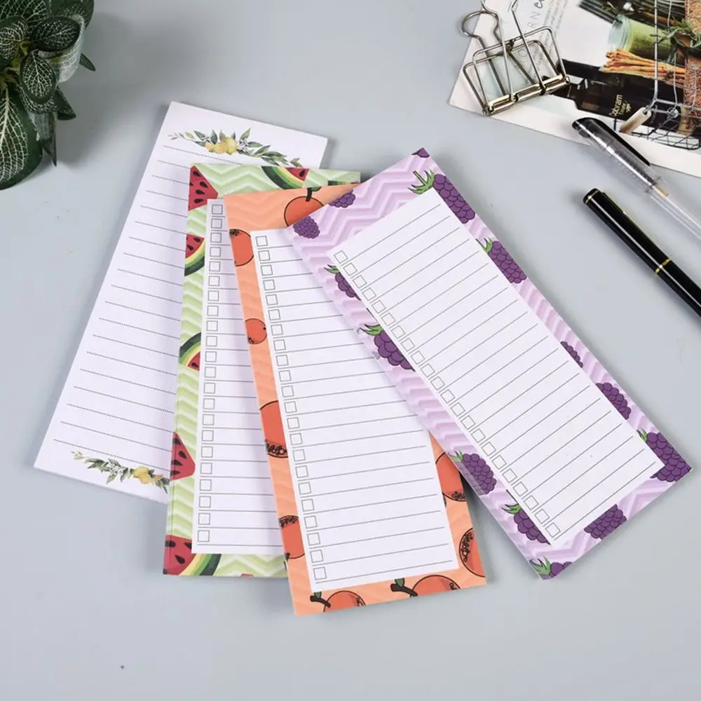 50 Sheets Magnetic Note Pad Removable Sticky Planner Memo Pad For Fridge Fruits Printed Pattern Plan Book To Do List Stationery