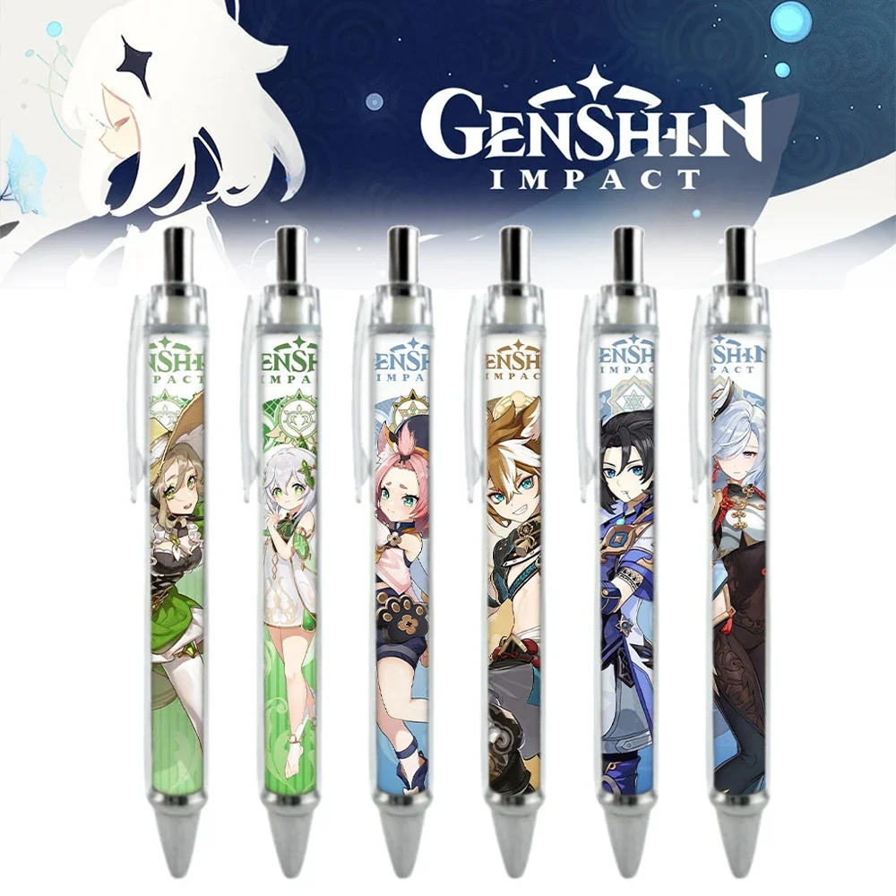 1PCS Genshin Impact Shenhe Gorou Diona Nahida Dendro Black Refills Caneta Gel Pen Stationery Anime Kawaii Girls School Supplies