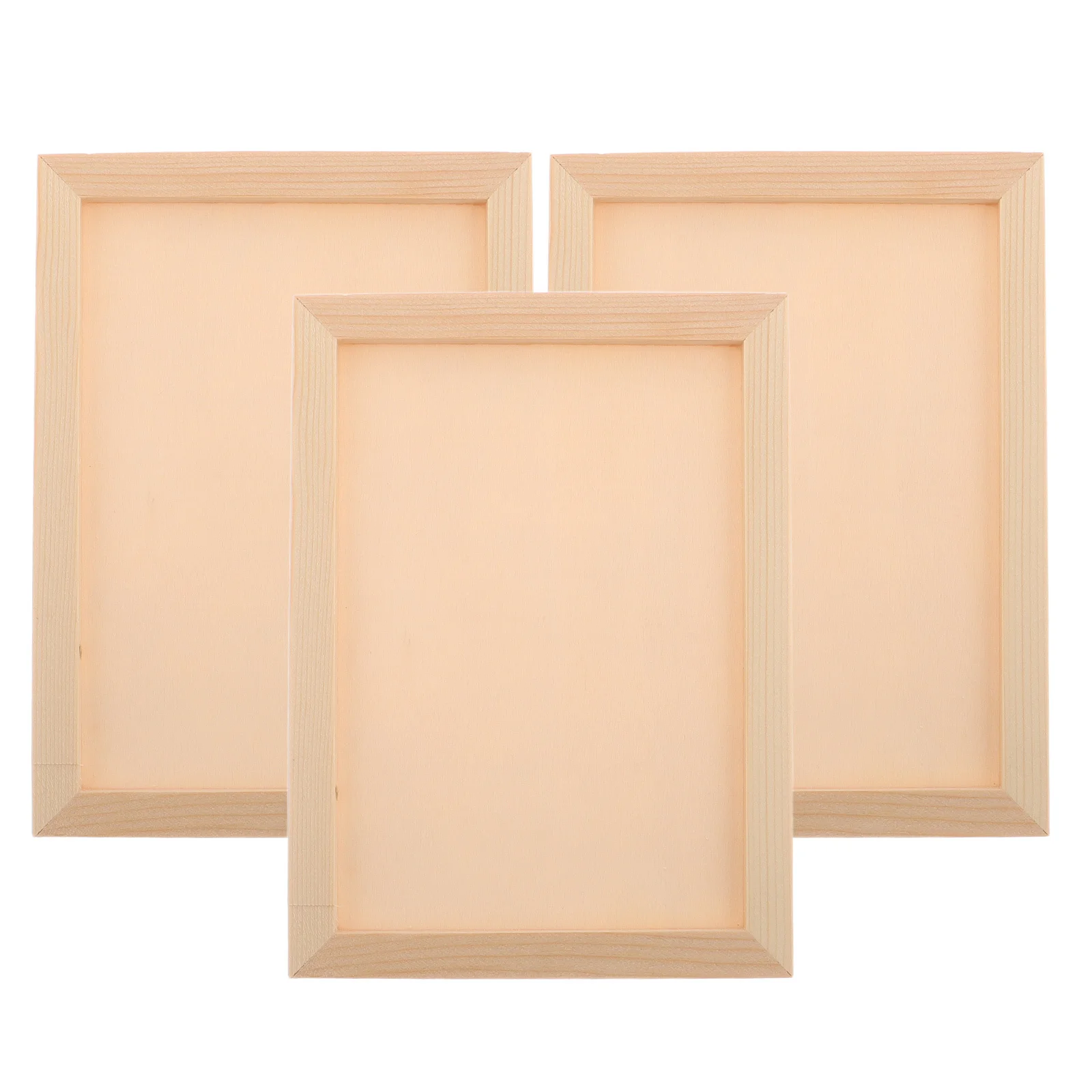 

3pcs Diy Clay Photo Frames Unpainted Wooden Picture Art Display For Bedroom Living Room Sturdy Durable Art Craft Wood