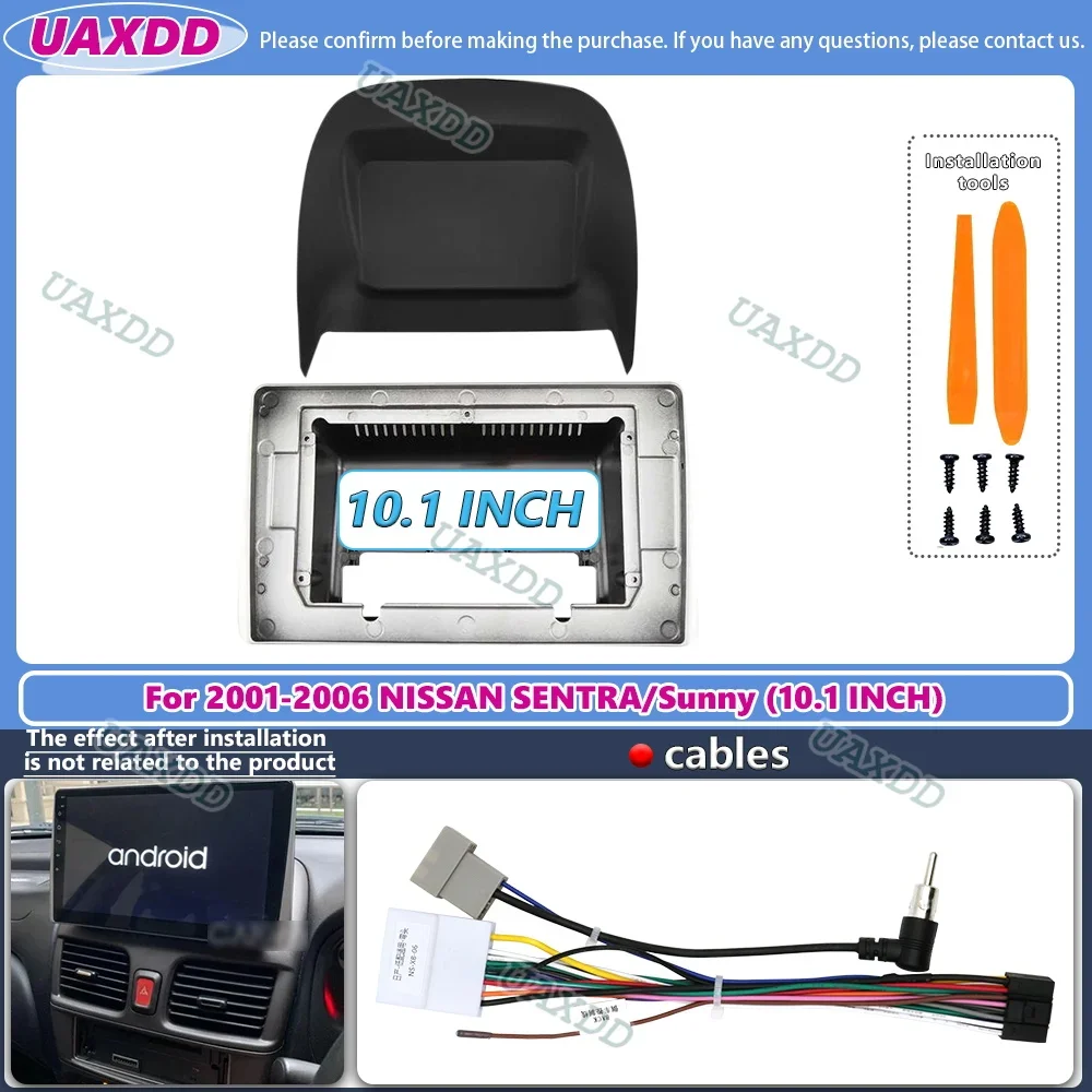 Car Radio Fascia Frame For Nissan Sentra Sunny B18 2001-2006 10 inch Stereo Panel Harness Wire Power Cord Cable Adapter Canbus