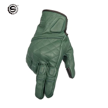 SFK motorcycle gloves real goat leather summer breathable green Motocross Guantes touch screen wear-resistant Knights gears