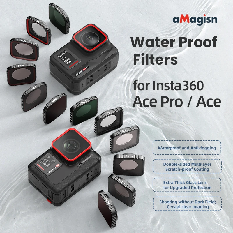 aMagisn Waterproof Filter Glass Protective Lens UV CPL ND8 Sports Camera Accessories for Insta360 Ace/AcePro