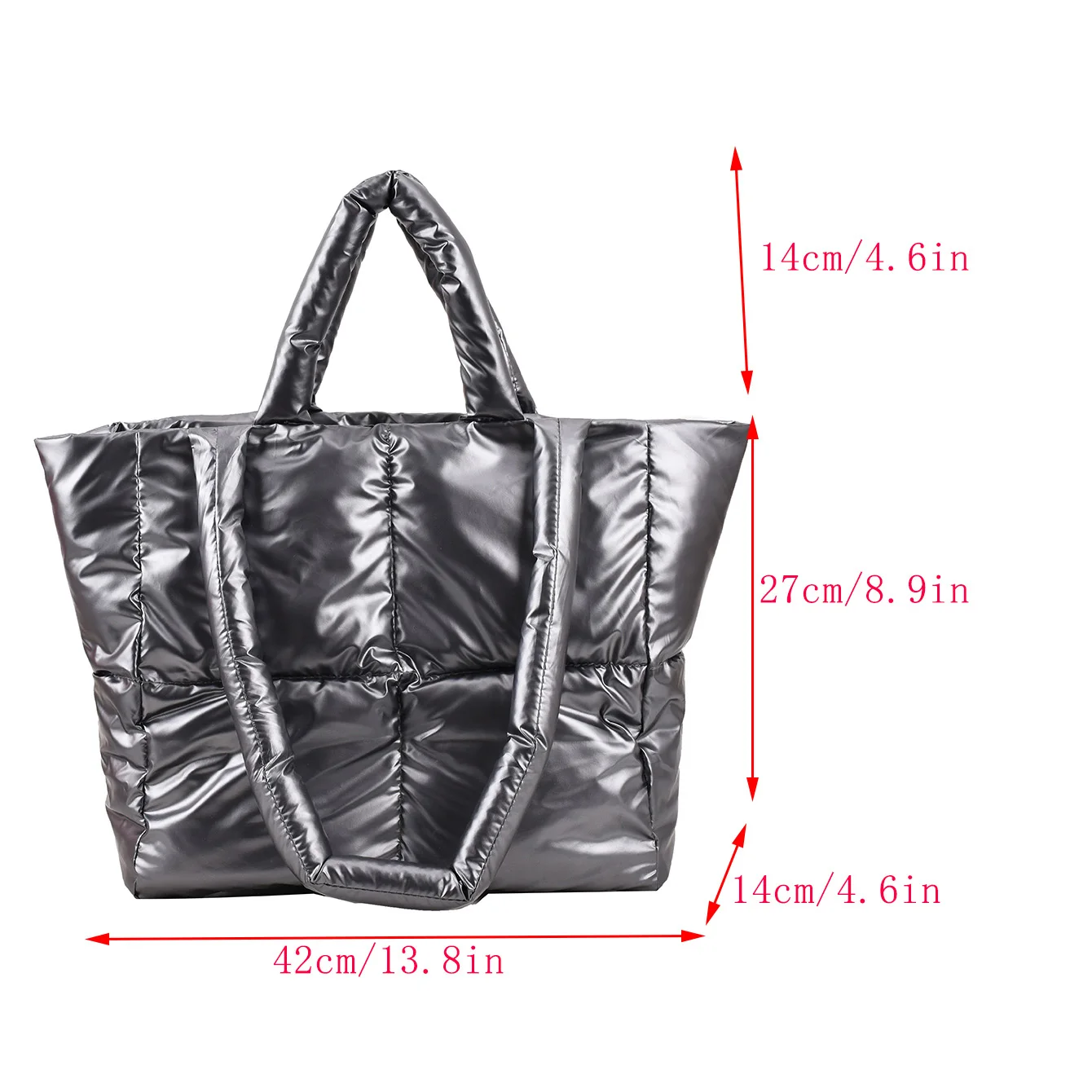 Black LargeTote Padded Handbags Fashion Desgner Women‘s Quilted Shoulder Bags High Quality Nylon Down Cotton Shoulder Handbags