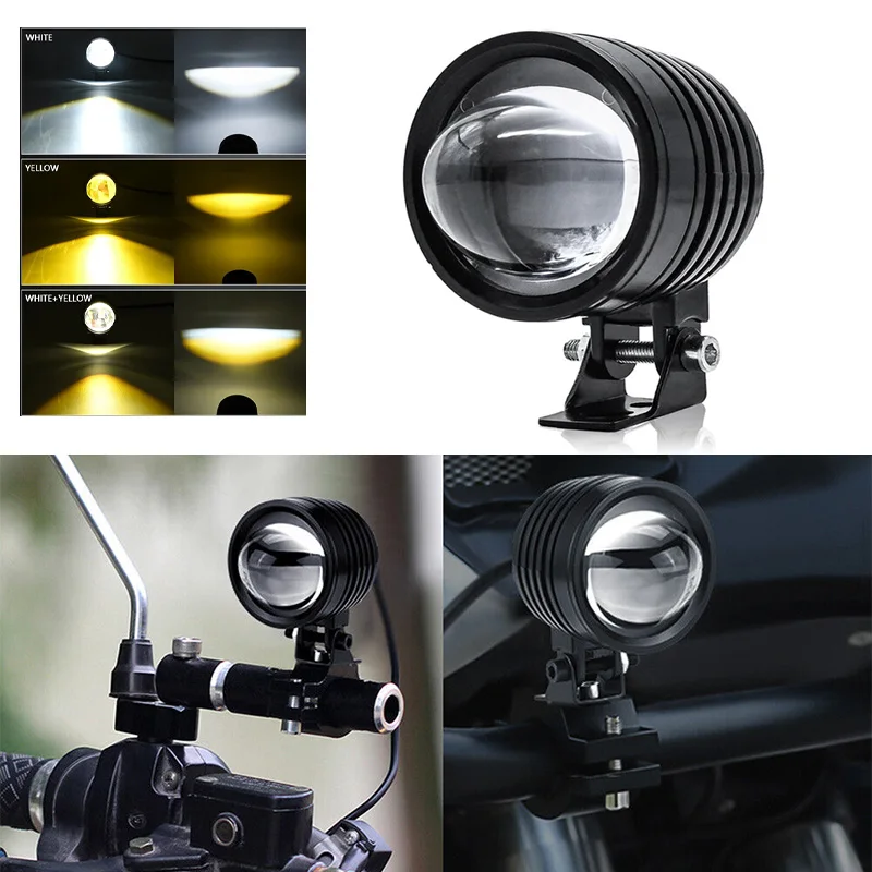 Motorcycle Fog Lamps LED Spotlight Headlight Auxiliary Driving Work Lights Moto Spot Lamp Parts For Motorbike Bicycle Off-road