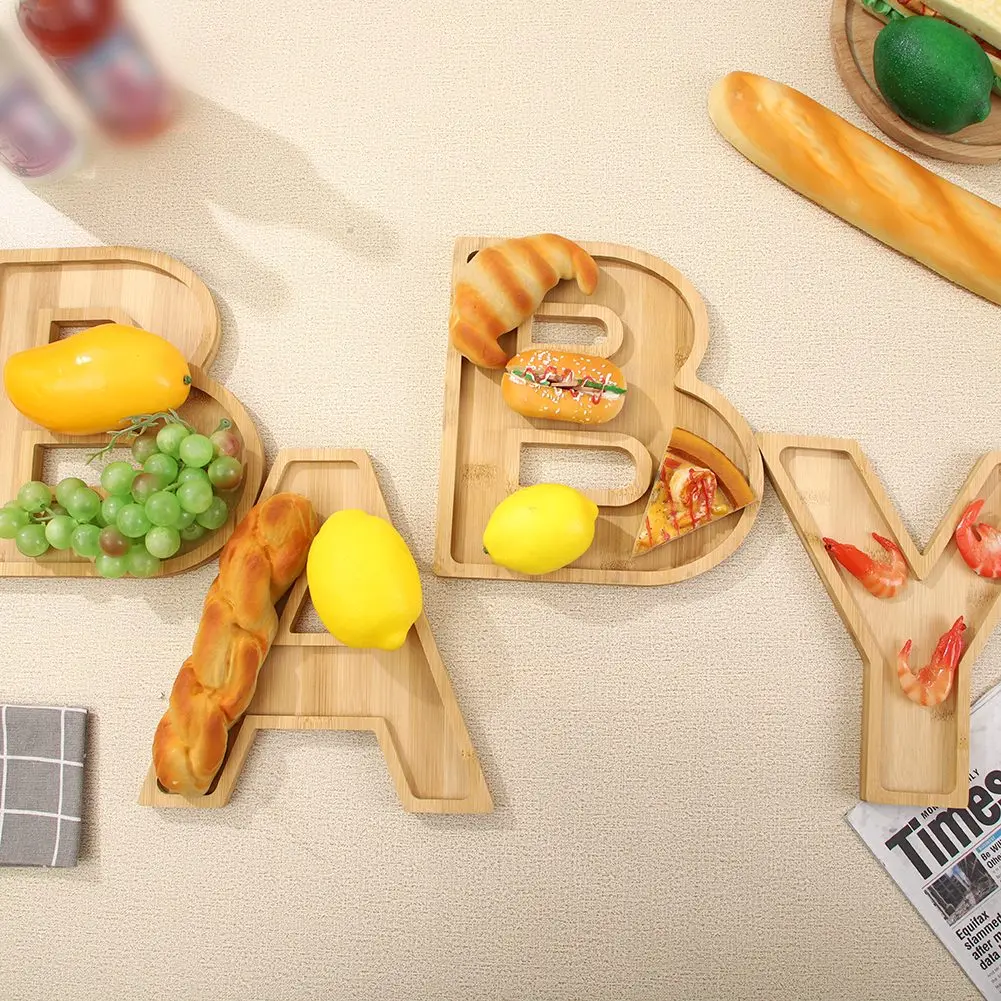 

1 Set BABY English Alphabet Tray Charcuterie Board Baby Decoration Fruit Salad Plate Cheese Vegetable Food Plate