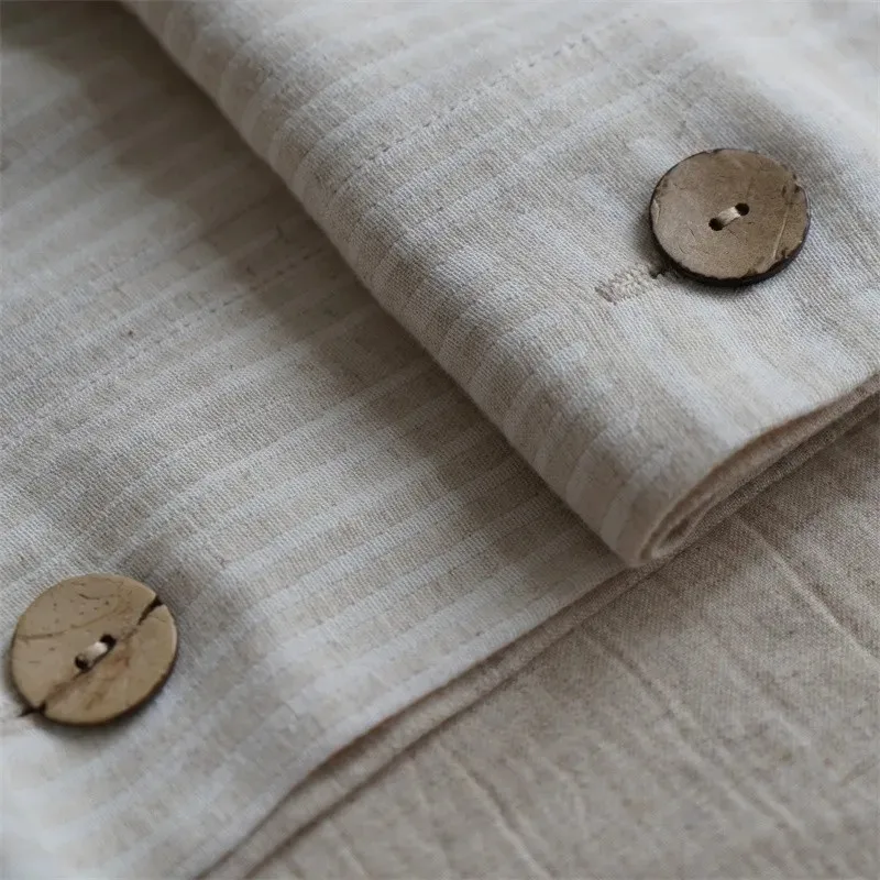 Natural Health 50%Cotton 50% Linen Bedding Set Ultra Soft Breathable Button Duvet Cover set Flat/Fitted Bed Sheet Pillowcases
