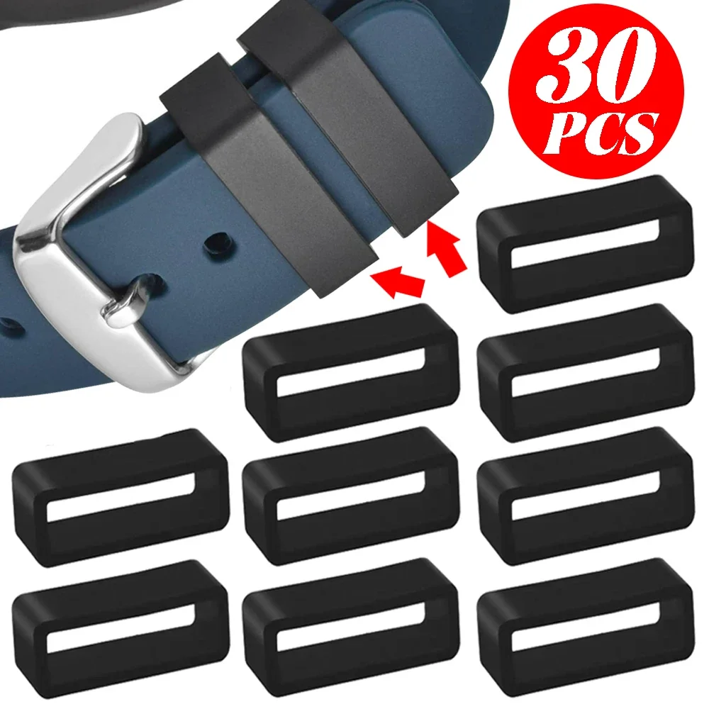 1-30PCS Universal Smartwatch  Replacement Silicone Ring Watchband Keeper Holder Watch Security Holder Retainer Watch Accessories