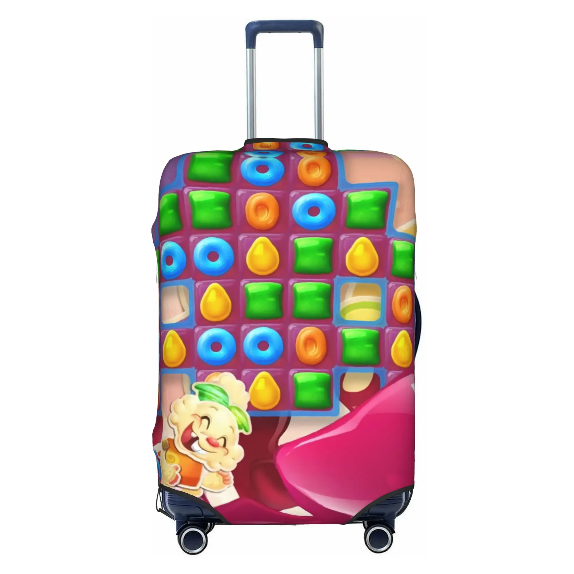 Colorful Candy Crush Saga Luggage Cover Protector Funny Video Game Travel Suitcase Covers for 18-32 Inch