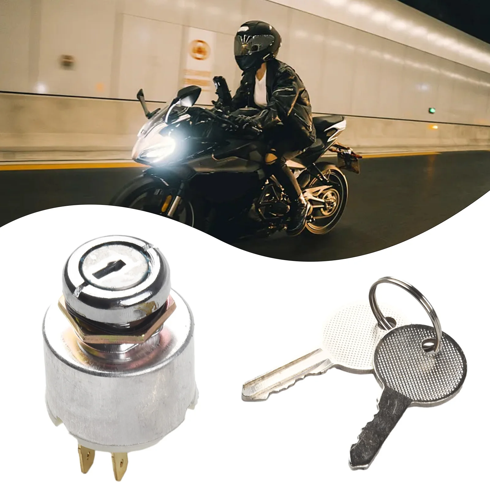 W/2 Keys 3 Position ON /OFF Start Ignition Ignition Switch Keys 12V 1pc Aluminum Brand New High Temperature Resistance