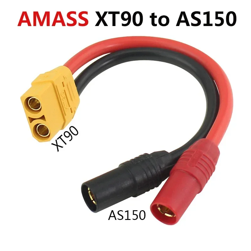 SoloGood Amass XT90 Female to AS150 Male+Female Plug Cable 15cm 10AWG Silicone Line Charger Adapter Wire for Battery