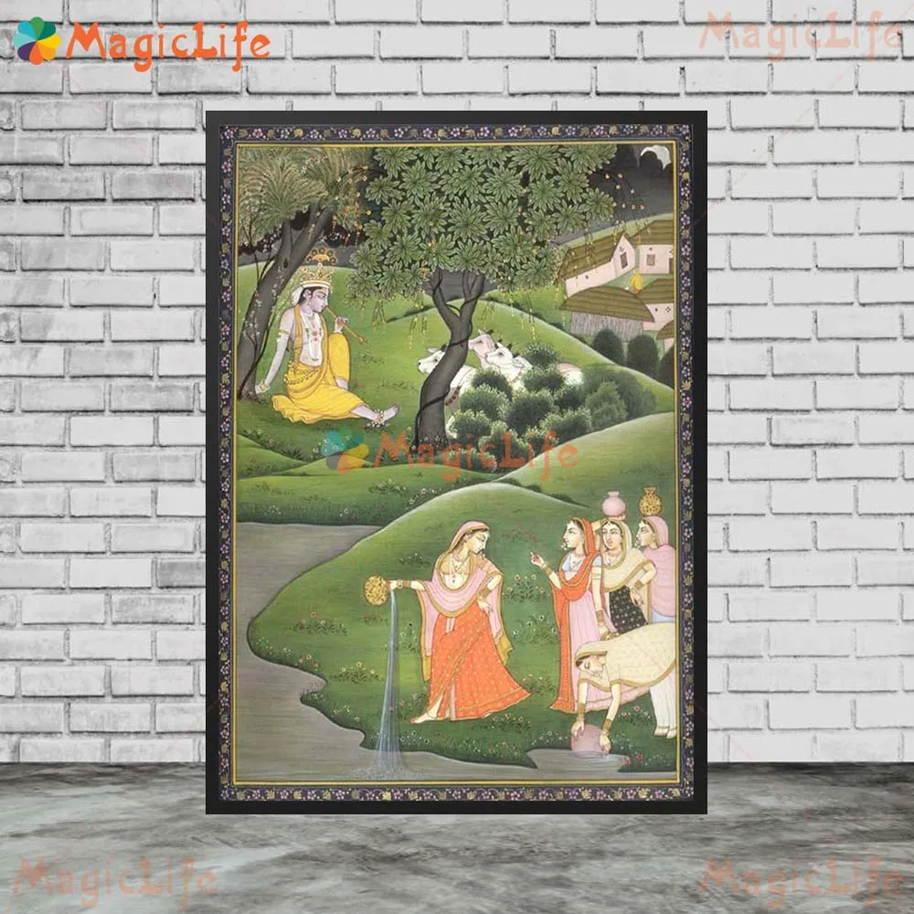 India Religion Radha Krishna Balarama Wall Pictures For Living Room Nordic Poster Wall Art Canvas Painting Home Decor Unframed