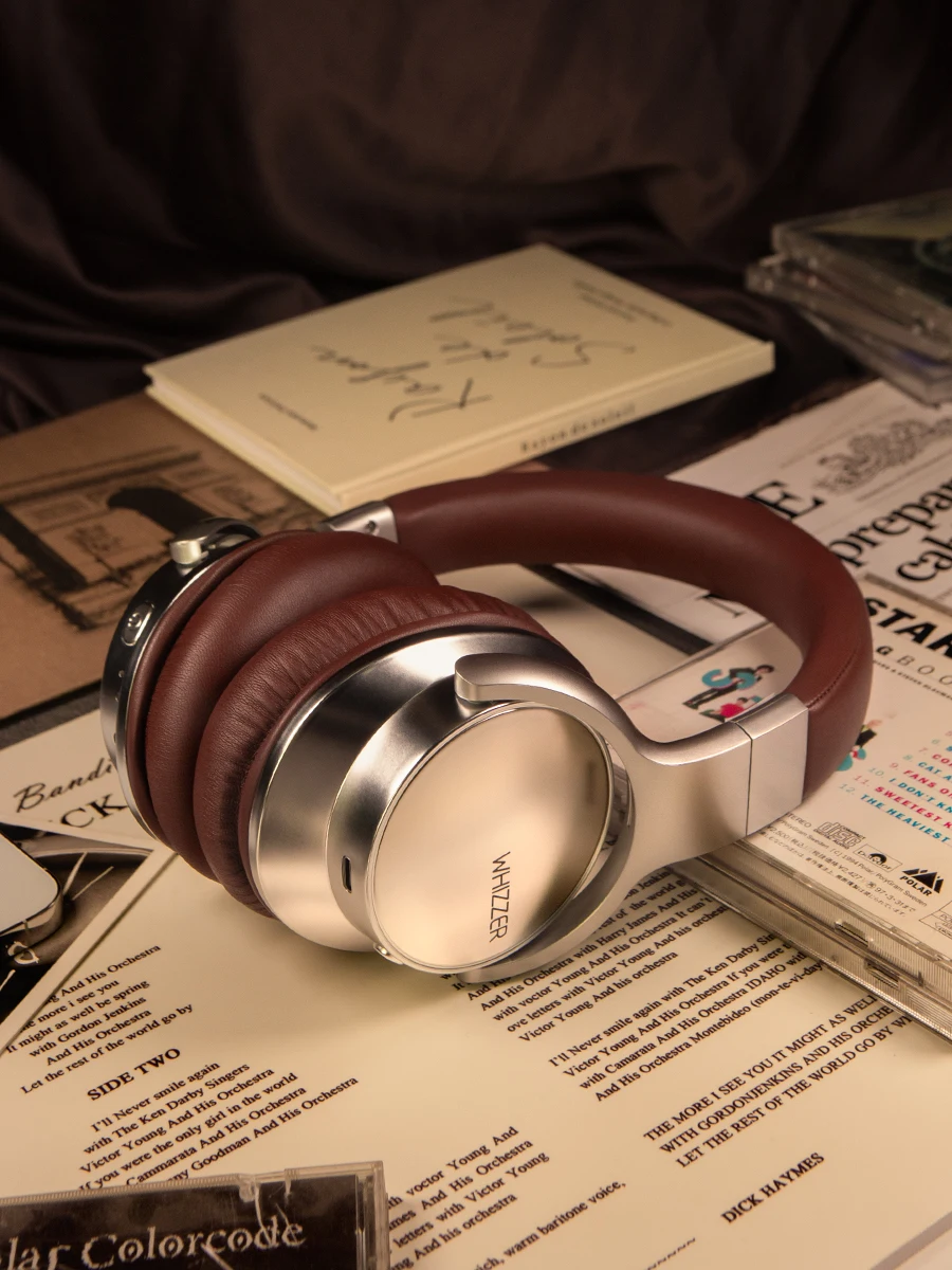 Whizzer ANC سماعات إلغاء الضوضاء النشطة بلوتوث 5.3 صوت عالي الدقة 20-40 كيلو هرتز سلكي لاسلكي مزدوج الوضع HiFi سماعة رأس ستيريو