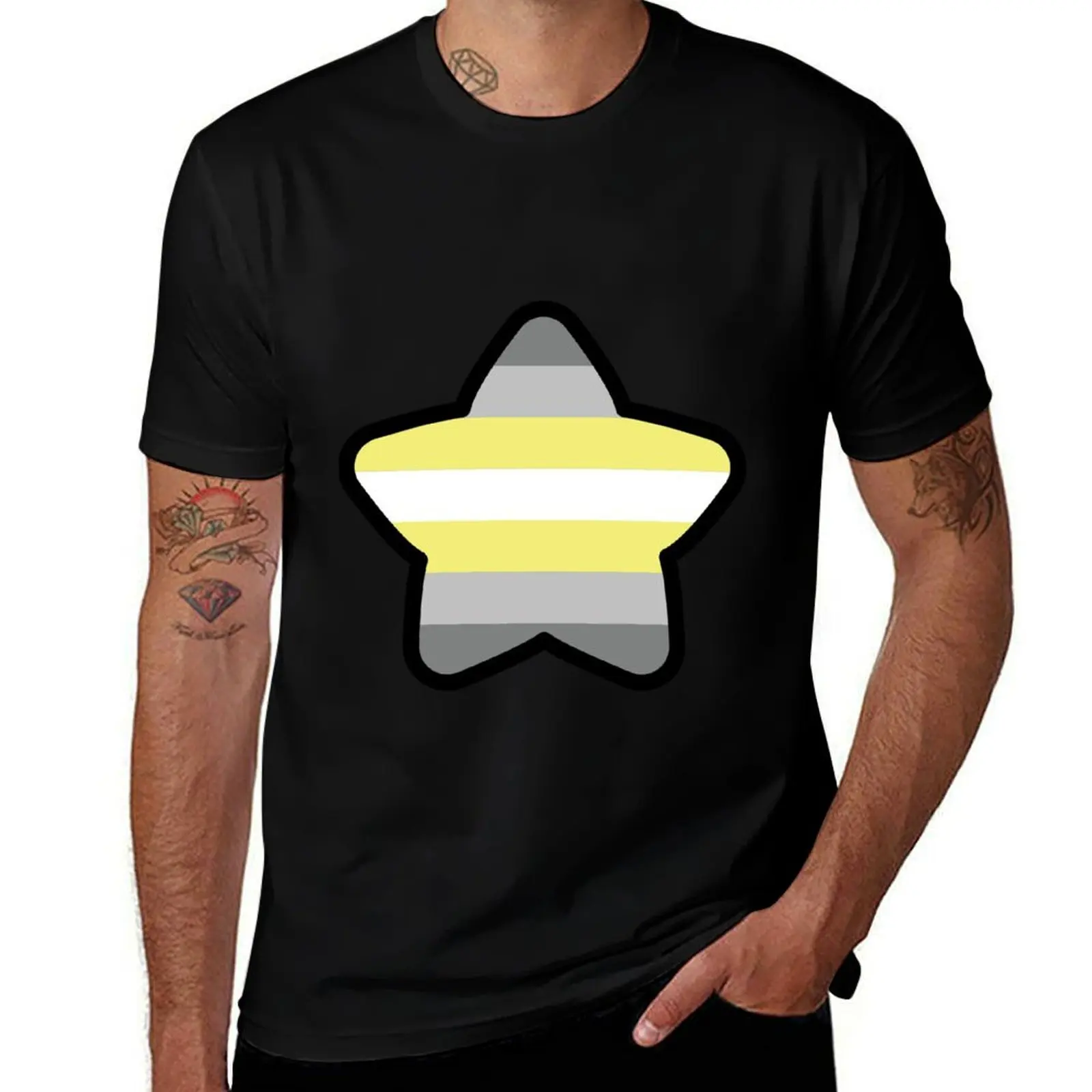 

Demigender Flag Star T-Shirt oversized basketball graphic tees plus size clothes mens t shirts pack