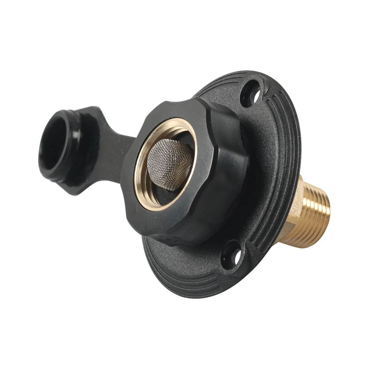 RV Water Inlet Connection City Water Fill Inlet Flange Brass with Check Valve RV Water Hose Connector Black