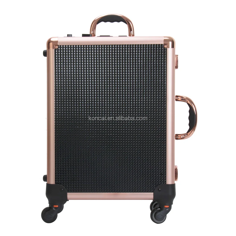 Drawers Aluminum Metal Beauty Trolley Tool Case With Lights Mirror