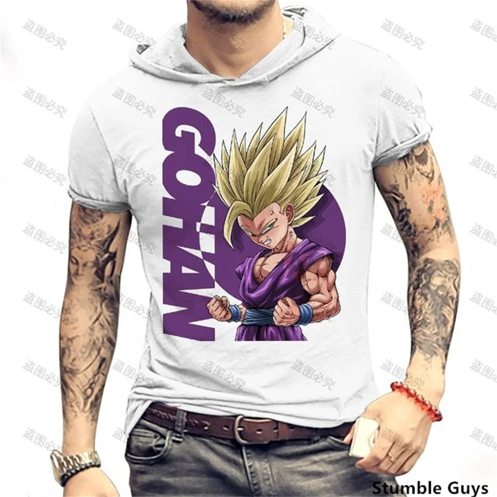 Tshirt With Hood Harajuku Style Dragon Ball Z New Y2k Clothes Sleeveless Tops Oversized T-shirt Super Saiyan Vegeta Sexys Man