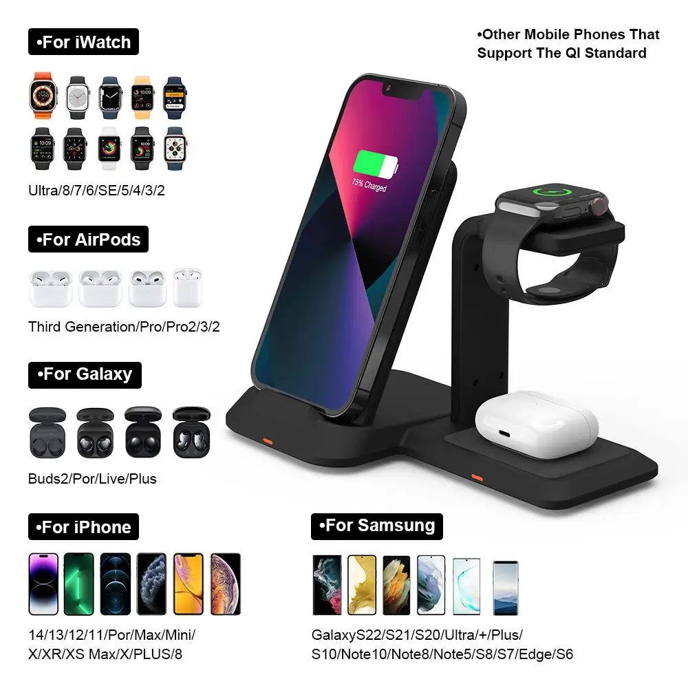 

T8 USB C mobile multifunction 3 in 1 Wireless Fast Charger