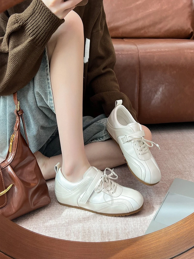 ballet-style-flat-bottomed-women's-deqin-shoes-spring-2026-new-model-increased-height-silver-lace-up-casual-single-shoes