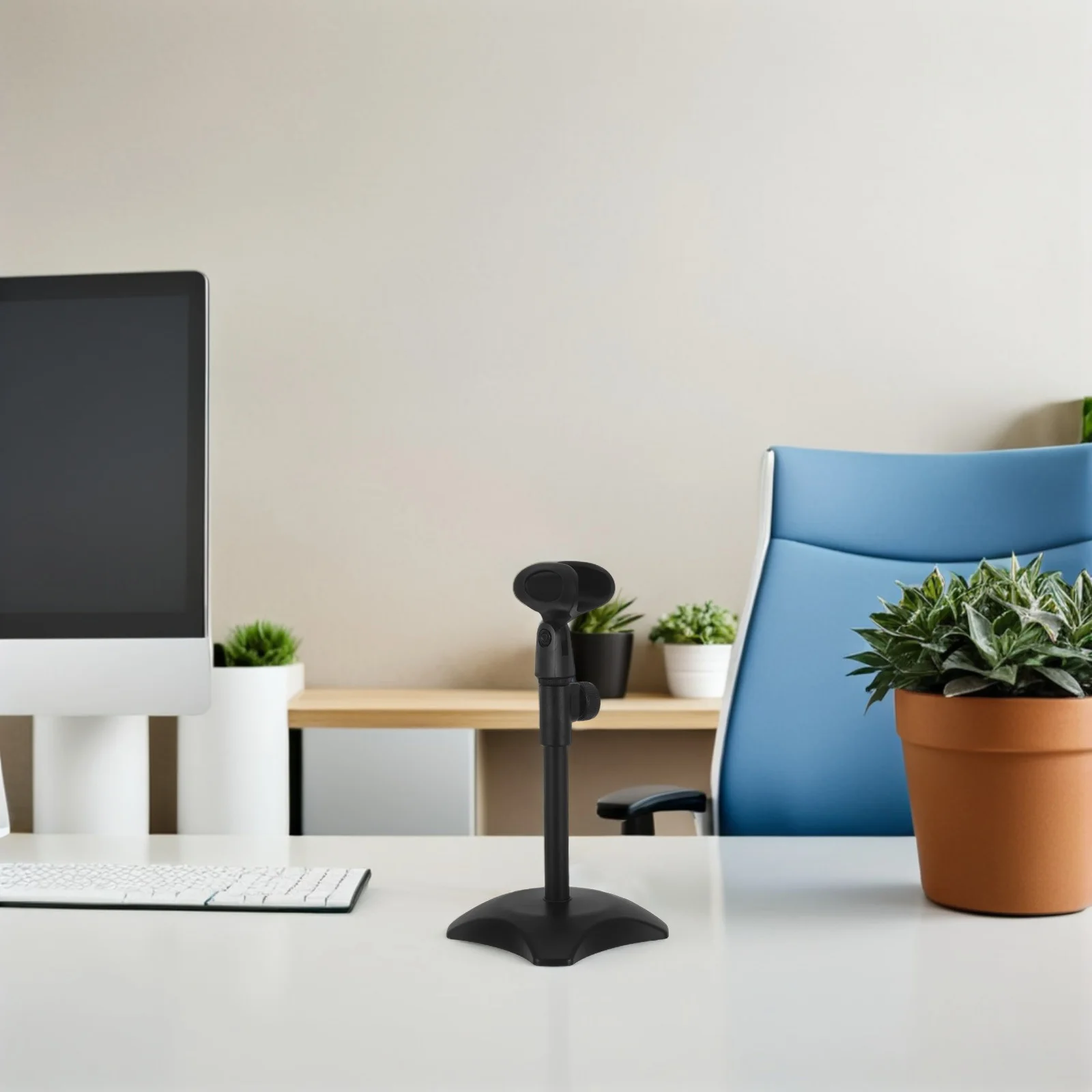 

Adjustable Mic Stand: Height Adjustable Desktop Microphone Stand Round Base For Live Singing Podcasts, Metal Tabletop Mic