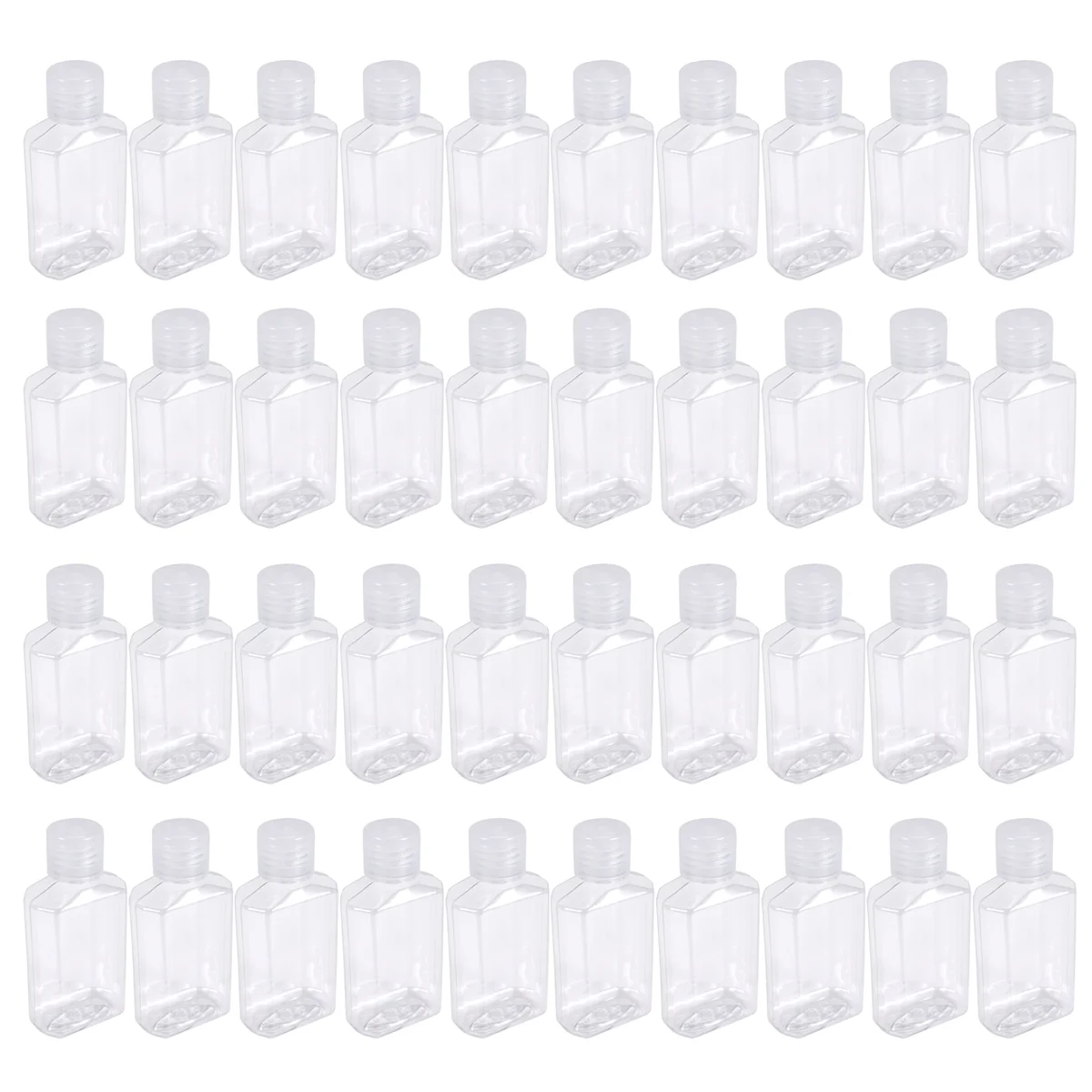 New 40 PCS 2 Oz 60 Ml Clear Refillable Flip Top PET Plastic Travel Bottle Container