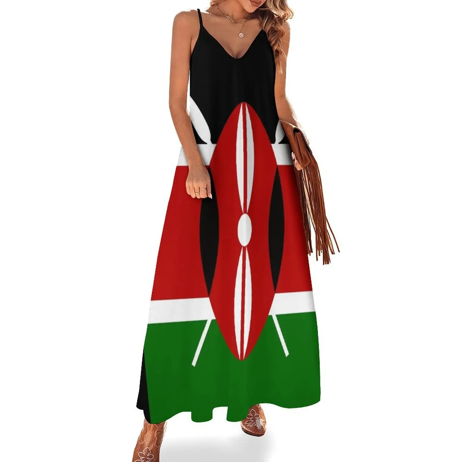 

Kenya: Kenyan Flag Sleeveless Dress Evening gown birthday dress for women Dress