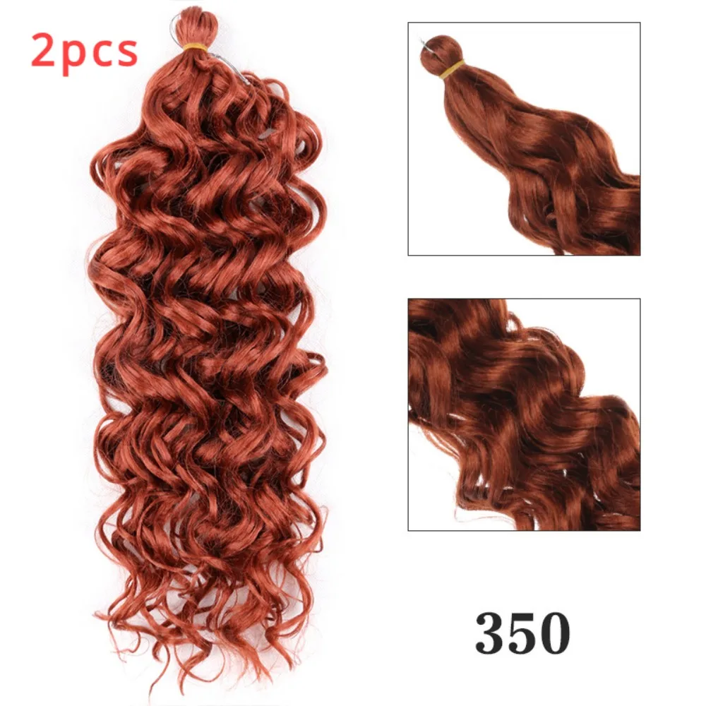 Kepang rambut 50cm gelombang Crochet rambut tenun keriting dewi kepang tembaga sintetis gelombang rambut mengepang wanita 350 #