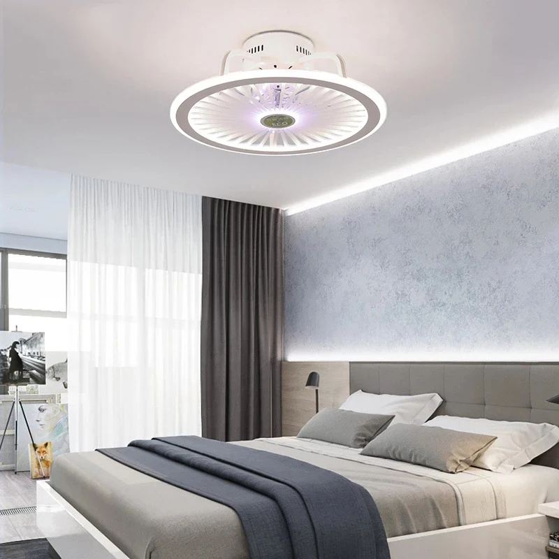 

Creative Modern Acrylic Intelligent LED Ceiling Fan Lamp Bedroom Study Restaurant Three Color Dimming Remote Control