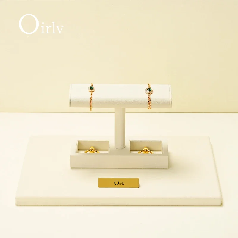 Elegant Cream Jewelry Display Stand: Premium Velvet, Versatile for Watches, Necklaces, Earrings, Rings, Ideal for Retail, Home