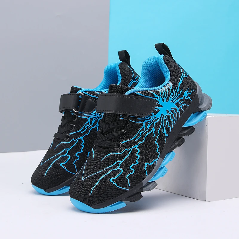 

Kids Sneakers Boys Tennis Shoes Comfortable Mesh Shoes Lightweight Outdoor Children's Sports Walking Black Blue Shoes Size 28-39