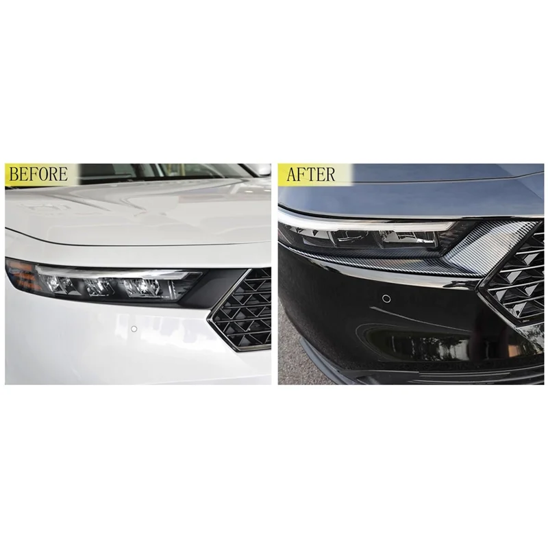 

High Quality For Honda Accord 2023 2024 11Th Car Headlight Head Light Lamp Eyebrow Cover Moulding Trim Accessorie (ABS Carbon Fi