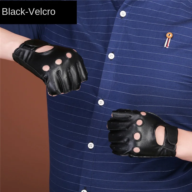 Gants en cuir véritable avec demi-doigt, respirants, rétro, résistants à l'usure, pour fitness en plein air, pour moto