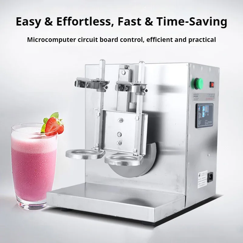 เครื่องเขย่าชานมอัตโนมัติแบบสองหัว สแตนเลส สำหรับร้านเครื่องดื่ม ประสิทธิภาพสูง เขย่าได้สม่ำเสมอ