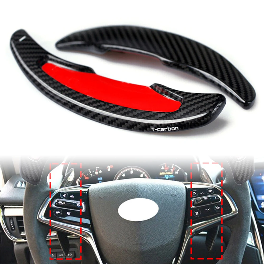 Car Carbon Fiber Steering Wheel Shift Paddle Shifter Extension For Cadillac ATS ATS-L 2013 2014 2015 2016 2017 2018 2019 Black