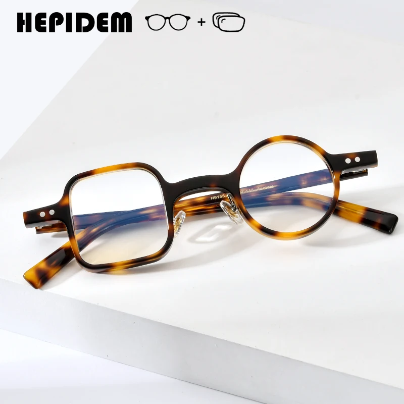HEPIDEM Progressive Prescription Eyeglasses Custom Anti Blue Myopia Optical Lens Eyewear Women Men Acetate Round Square Glasses