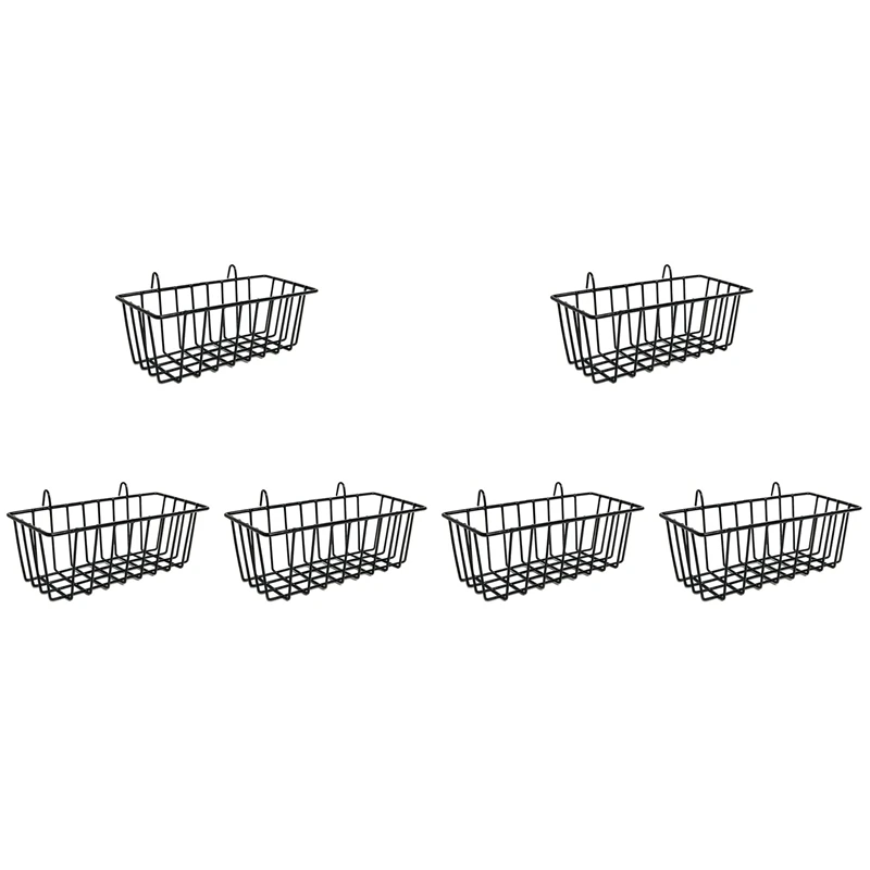 

6 Pcs Wire Baskets,Wall Grid Panel Hanging Wire Basket,Wall Storage And Display Basket For Cabinet & Pantry Organization