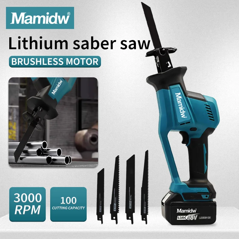 

Mamidw Cordless Electric Reciprocating Saw Brushless Rechargeable Wood Cutting Saw Portable Saw For Makita 18v Battery pins